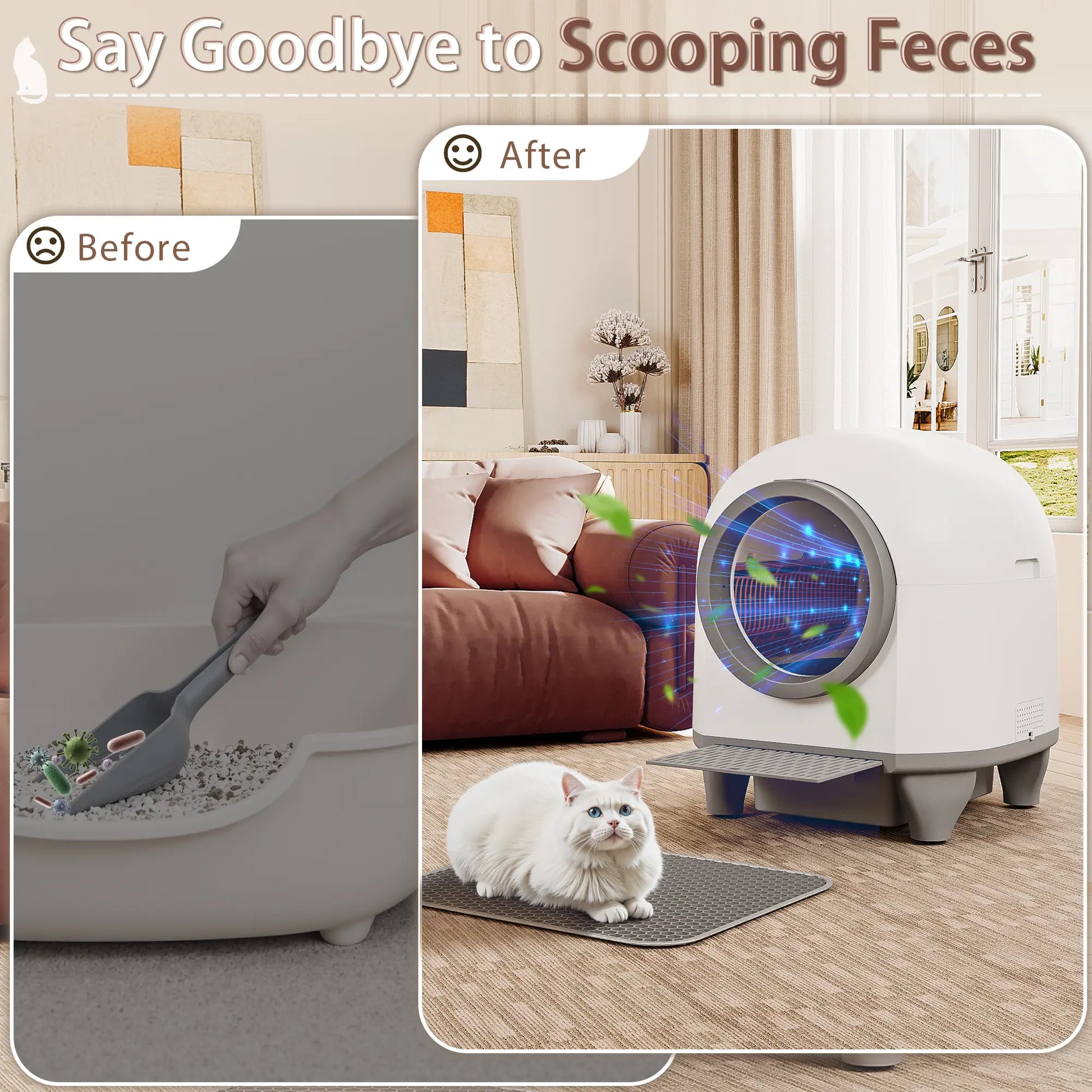 Warcat Smart Low-Noise Auto-Cleaning Litter Box 90L Self Cleaning Cat Litter Box App-Controlled via 2.4G Wifi with Smart Sensors, Safety Protection, Easy Maintenance, Easy Setup & Clean #Tiktokshopdealsforyoudays #Dealsforyoudays