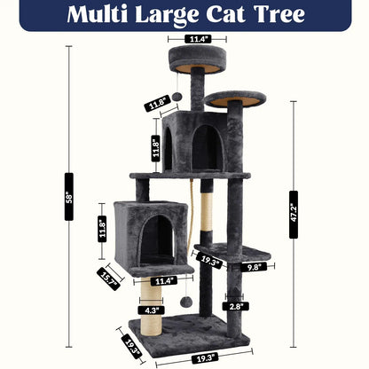 [Dealsforyoudays]Wecharmer Cat Tree / Tower for Indoor with Green Leaves, Cat Condo Cozy Plush House with Hang Ball, Pet Furniture with Scratching Posts Cat Tree,Summerwins