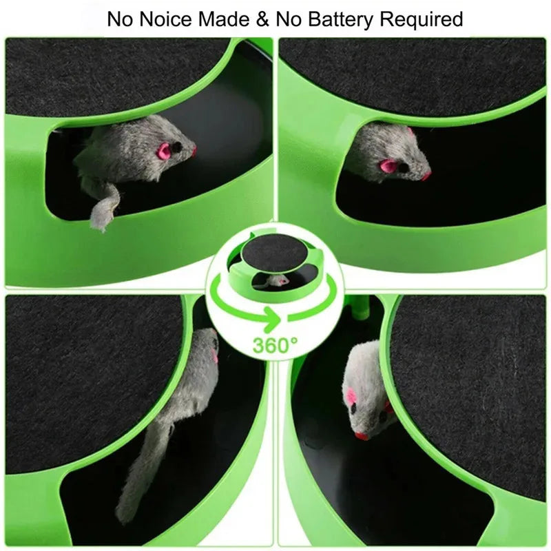 Interactive Cat Toy Turntable Roller Mouse - Intelligent Training Track and Scratching Accessory for Pets