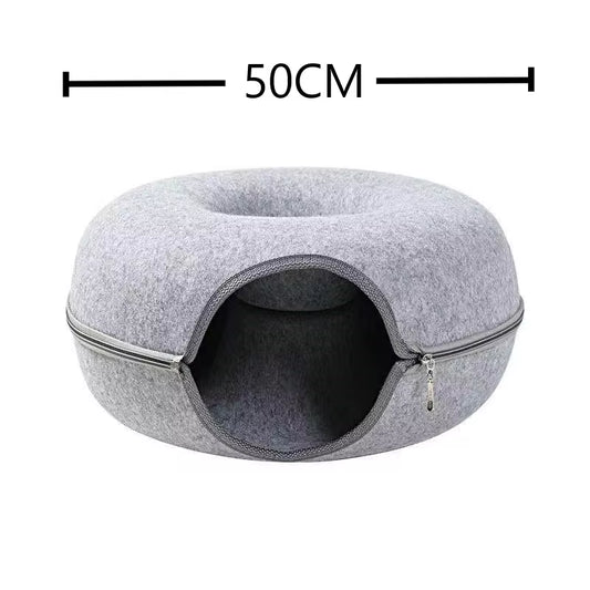 Donut Cat Tunnel — Interactive Play Toy & Bed for Cats and Rabbits