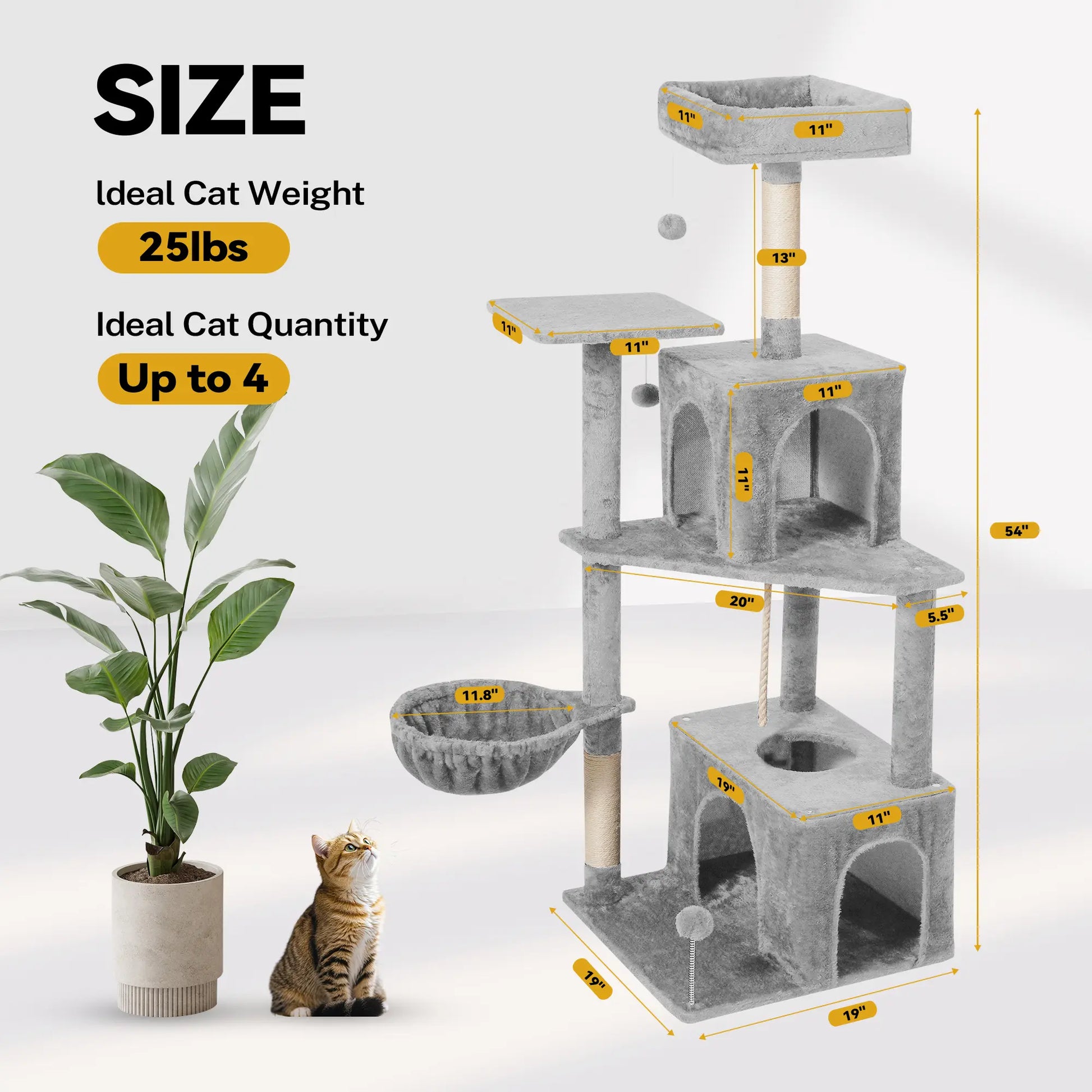 [Dealsforyoudays]Wecharmer Cat Tree / Tower for Indoor with Green Leaves, Cat Condo Cozy Plush House with Hang Ball, Pet Furniture with Scratching Posts Cat Tree,Summerwins