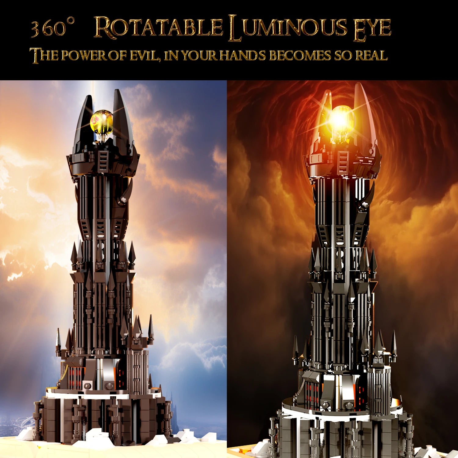 Black Tower Magic Book (966+ Pcs, with Lights)