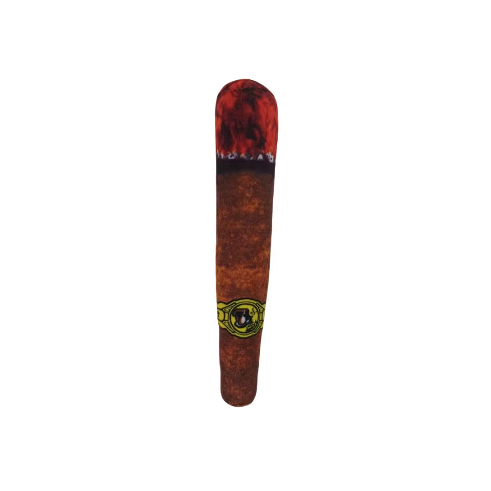 Indestructible Plush Dog Toy - Interactive Squeaky Cigar for Small Breeds and Chewing Enthusiasts