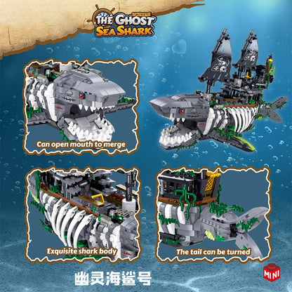 Shark Boat Pirate Ship with Light (1151+ Pcs)