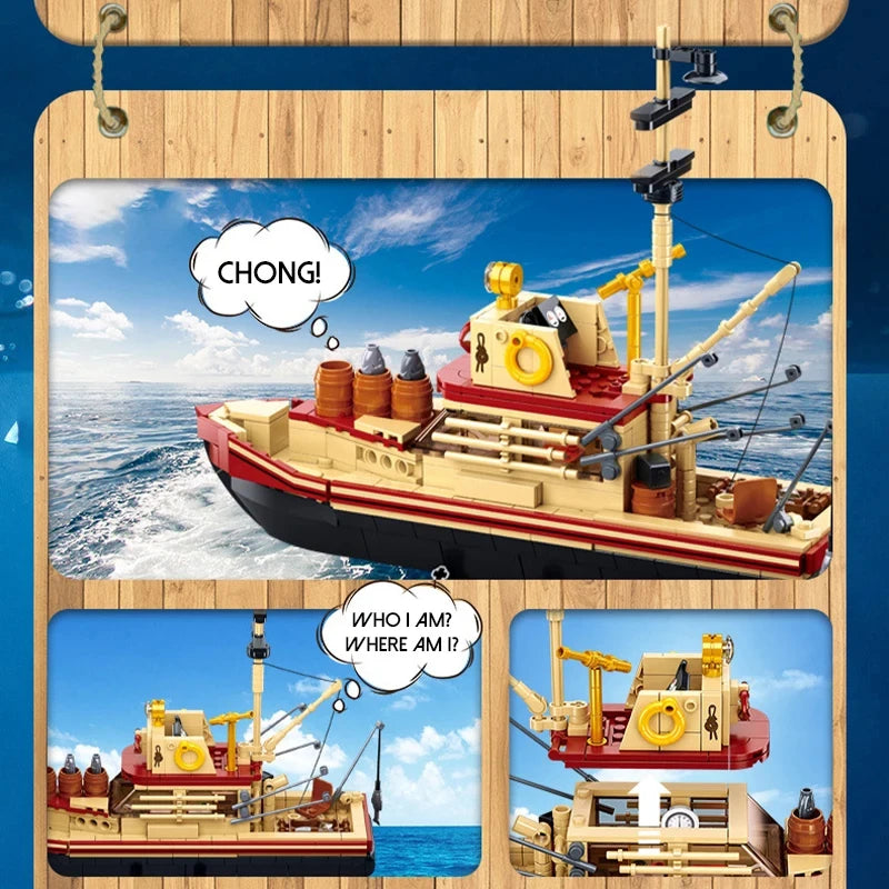 Fishing Trawler & Shark Desktop Model
