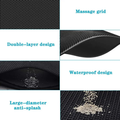 Double Layer Waterproof Cat Litter Mat with Gift - Non-Slip Washable Pet Litter Box Pad and Cleaning Mat