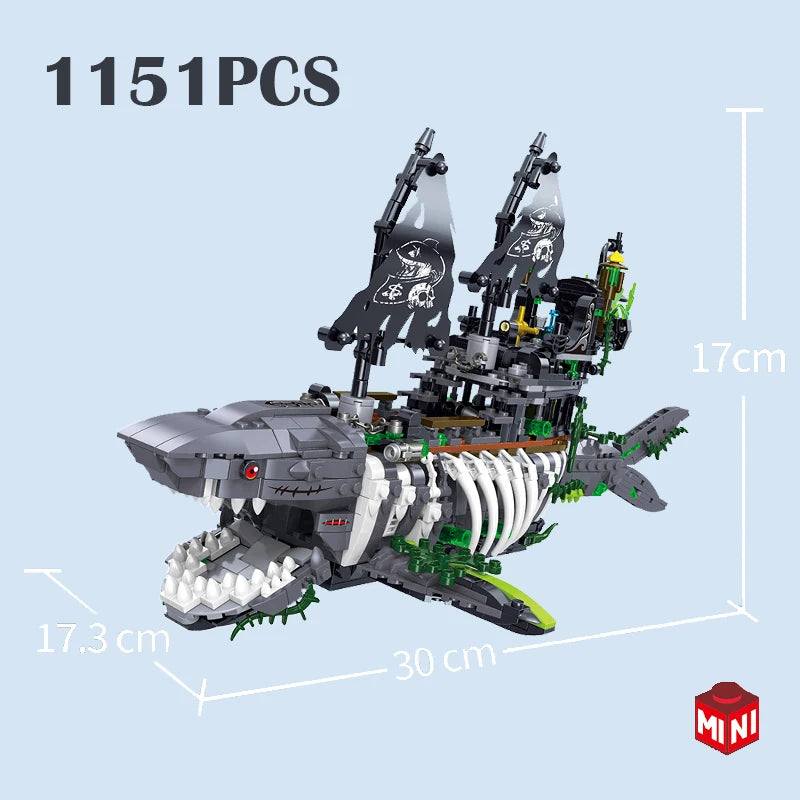 Shark Boat Pirate Ship with Light (1151+ Pcs)