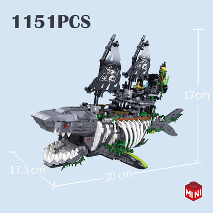 Shark Boat Pirate Ship with Light (1151+ Pcs)